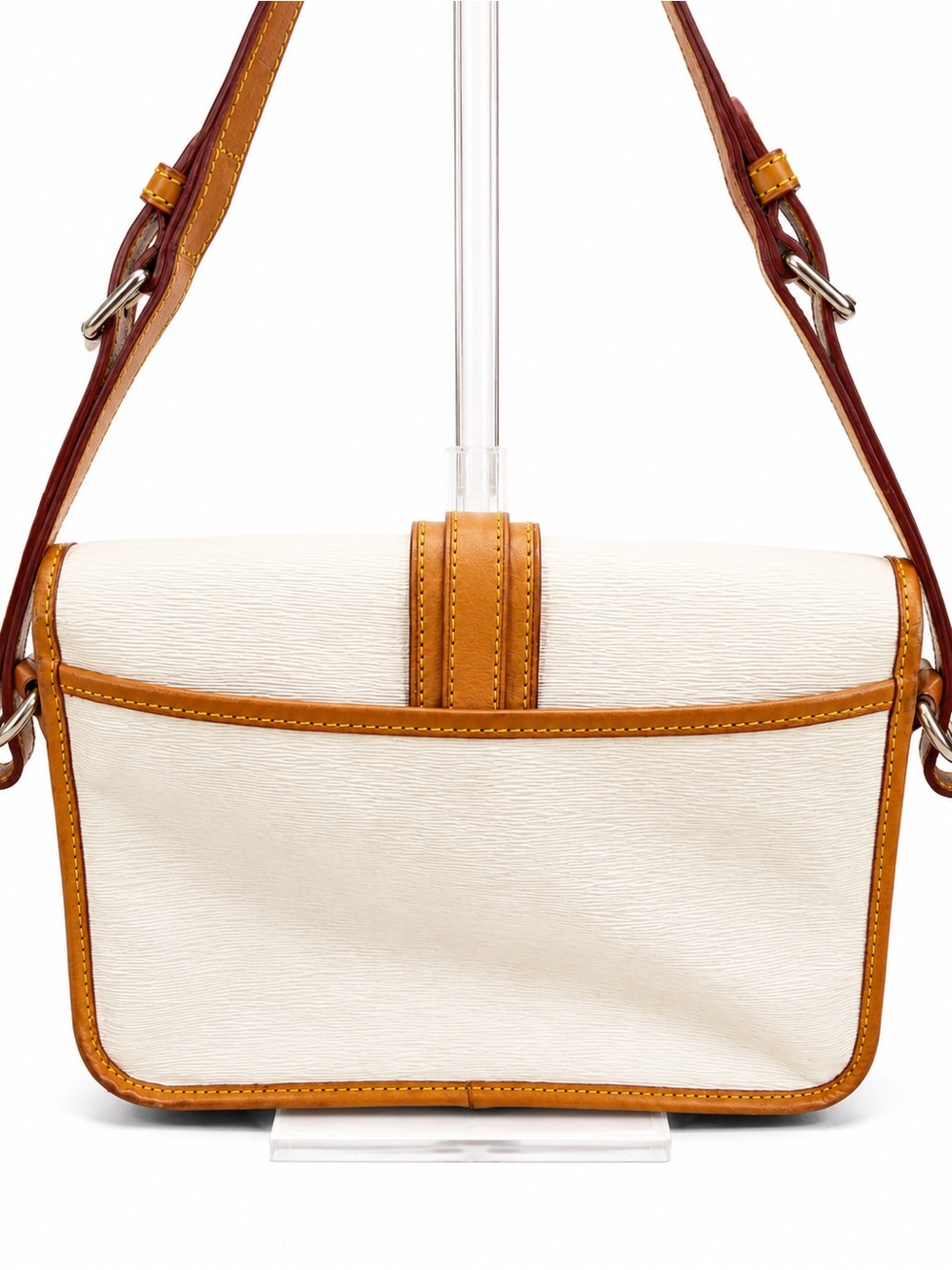 Vintage Dooney & Bourke USA Ivory All Weather Leather Equestrian Shoulder Bag - Picture 3 of 9